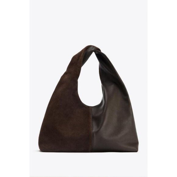 ZARA CONTRAST LEATHER SHOULDER BAG - Picture 1 of 7
